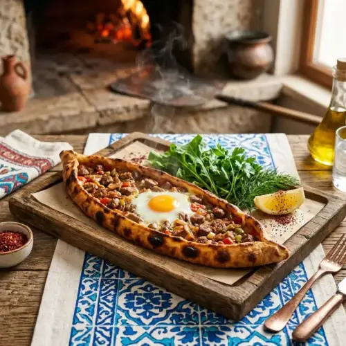 Kuşbaşılı Yumurtalı Pide - Bilecik Lahmacun ve Pide Bilecik