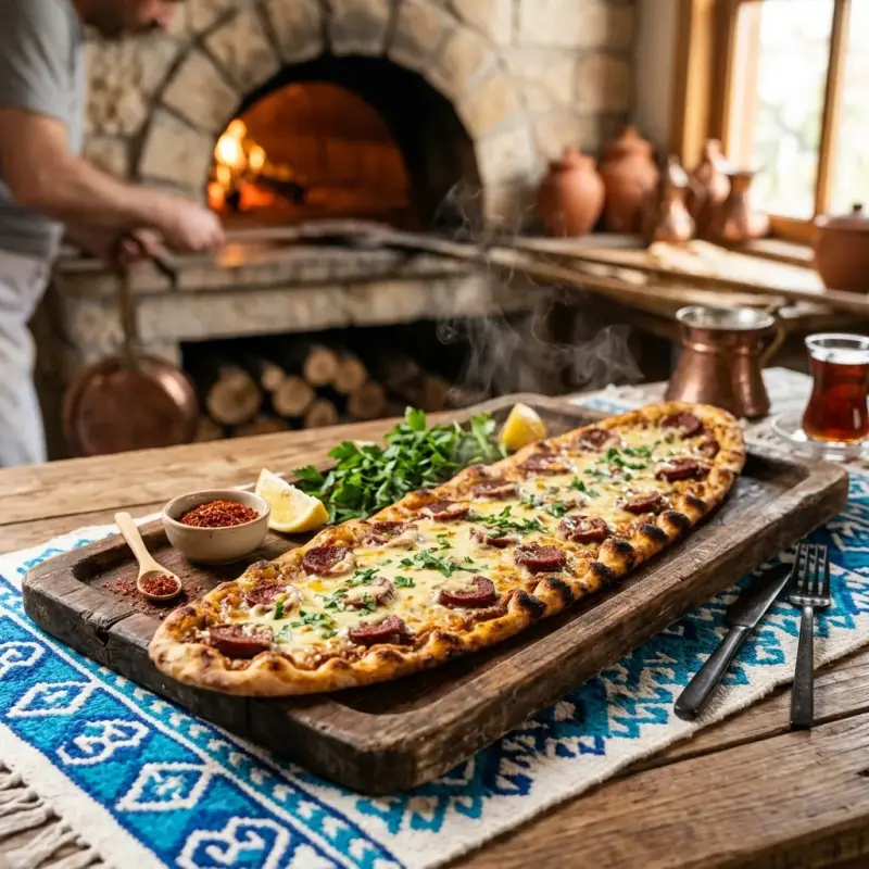 Sucuklu Kaşarlı Pide (Etli Ekmek Usulü ) - Bilecik Lahmacun ve Pide Bilecik